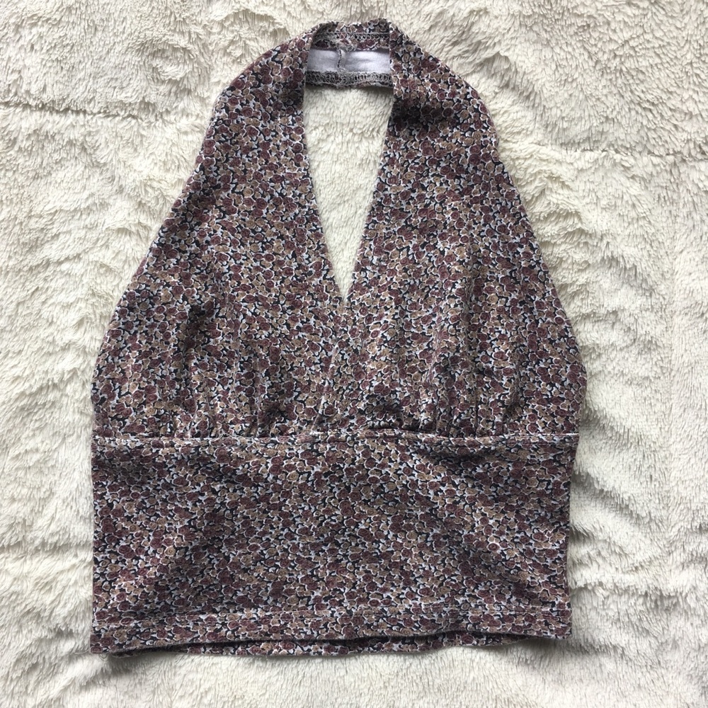 Floral Print Halter Tank Top